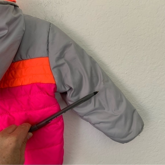 Champion Baby Girl Puffer Jacket Fleece Lined Size 12 Months fluorescent Hooded - Picture 13 of 14